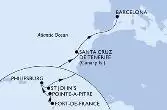 Fort de France,Pointe-a-Pitre,Philipsburg,St John s,Santa Cruz de Tenerife,Barcelona