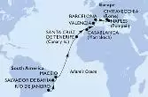 Rio de Janeiro,Salvador,Maceio,Santa Cruz de Tenerife,Casablanca,Valencia,Barcelona,Naples,Civitavecchia