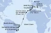 Rio de Janeiro,Salvador,Maceio,Santa Cruz de Tenerife,Casablanca,Valencia,Barcelona,Naples