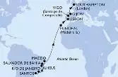 Santos,Rio de Janeiro,Ilheus,Salvador,Maceio,Funchal,Lisbon,Vigo,Gijon,Southampton