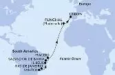 Santos,Rio de Janeiro,Ilheus,Salvador,Maceio,Funchal,Lisbon