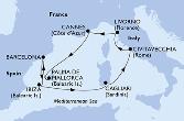 Barcelona,Ibiza,Cagliari,Civitavecchia,Livorno,Cannes,Palma de Mallorca,Barcelona