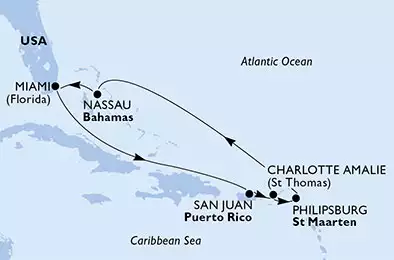 USA, Puerto-Rico, Virgin Islands (U.S.), St. Maarten, Bahamas