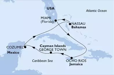 USA, Jamaika, Cayman Islands, Mexiko, Bahamas