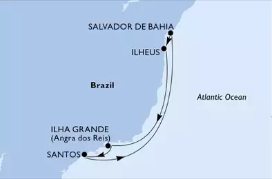 Santos, Salvador, Ilheus, Ilha Grande, Santos