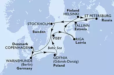 Denmark, Germany, Poland, Sweden, Latvia, Finland, Russian Federation, Estonia