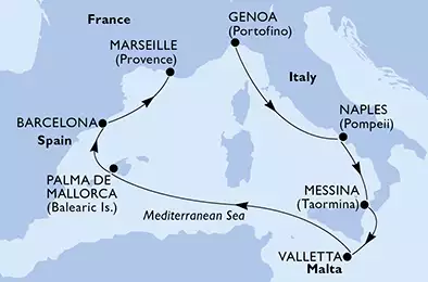 Italy, Malta, Spain, France