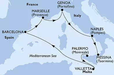 Italy, Malta, Spain, France
