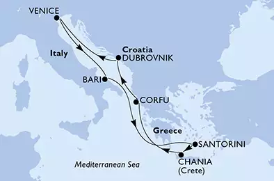 MSC MAGNIFICA - itinerár  7 nocí odchod z Venice, Italy dňa 07/08/2020 - Italy, Greece, Croatia