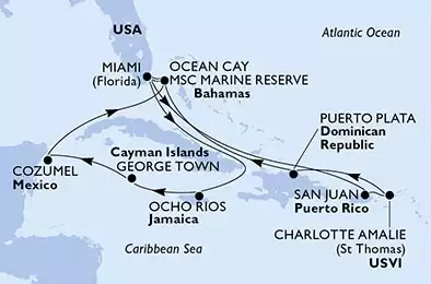 United States, Puerto Rico, Virgin Islands (U.S.), Dominican Republic, Bahamas, Jamaica, Cayman Islands, Mexico