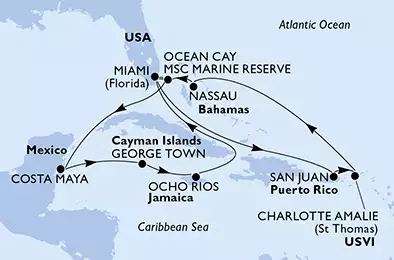 United States, Bahamas, Mexico, Cayman Islands, Jamaica, Puerto Rico, Virgin Islands (U.S.)