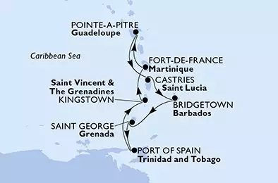 Guadeloupe, Saint Lucia, Barbados, Grenada, Trinidad and Tobago, Saint Vincent & The Grenadines, Martinique
