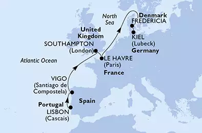 Portugal, Spain, United Kingdom, France, Denmark, Germany