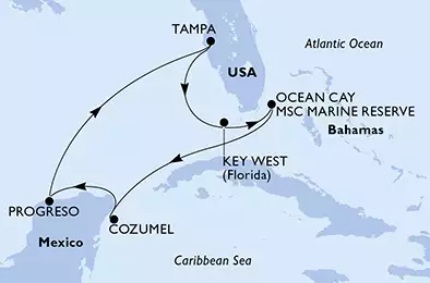 MSC ARMONIA - itinerár  7 nocí odchod z Tampa, United States dňa 04/12/2020 - United States, Bahamas, Mexico