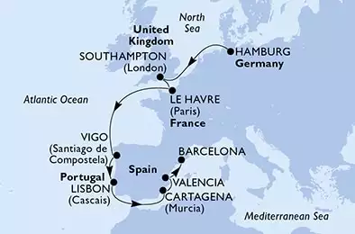 Germany, United Kingdom, France, Spain, Portugal