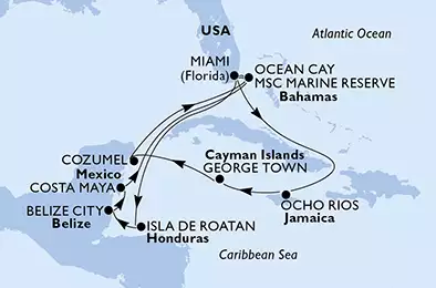 United States, Honduras, Belize, Mexico, Bahamas, Jamaica, Cayman Islands