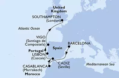 Spain, Morocco, Portugal, United Kingdom