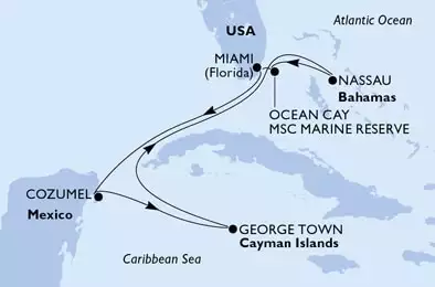 United States, Mexico, Cayman Islands, Bahamas