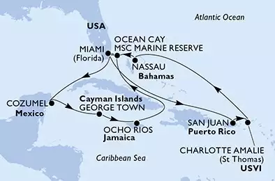 United States, Mexico, Cayman Islands, Jamaica, Bahamas, Puerto Rico, Virgin Islands (U.S.)