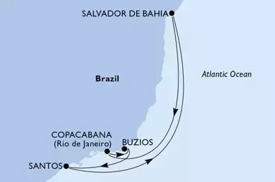 Santos, Salvador, Copacabana, Buzios, Santos