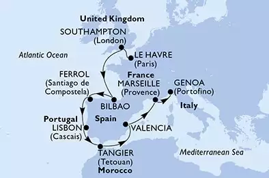 France, United Kingdom, Spain, Portugal, Morocco, Italy