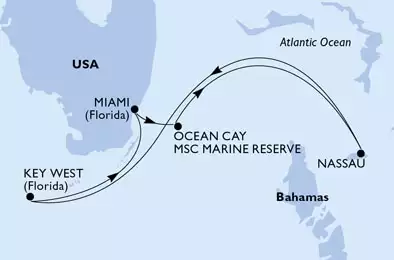 MSC ARMONIA - itinerár  7 nocí odchod z Miami, United States dňa 15/01/2021 - United States, Bahamas