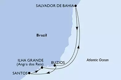 Salvador,Buzios,Santos,Ilha Grande,Salvador