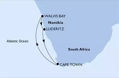 Cape Town,Walvis Bay,Luderitz,Cape Town