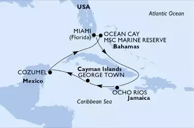 Miami,Ocho Rios,George Town,Cozumel,Ocean Cay,Miami