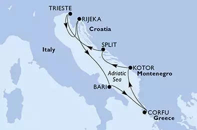 Italy,Greece,Montenegro,Croatia