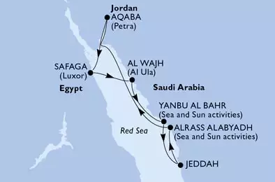 MSC MAGNIFICA - itinerár  7 nocí odchod z Jeddah, Saudi Arabia dňa 11/12/2021 - Saudi Arabia,Jordan,Egypt