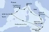 Naples,Messina,Valletta,Barcelona,Marseille,Genoa,Naples