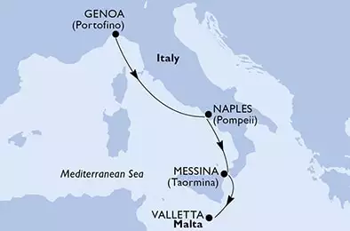 Genoa,Naples,Messina,Valletta