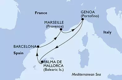 Barcelona,Marseille,Genoa,Palma de Mallorca,Barcelona