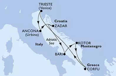 Italy,Croatia,Montenegro,Greece