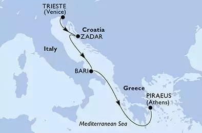 Trieste,Zadar,Bari,Piraeus