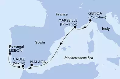 Genoa,Marseille,Malaga,Cadiz,Lisbon