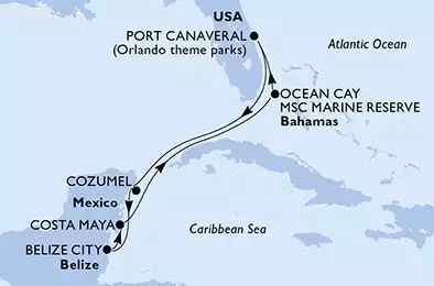 Port Canaveral,Cozumel,Belize City,Costa Maya,Ocean Cay,Port Canaveral