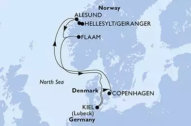 MSC EURIBIA - itinerár  7 nocí odchod z Copenhagen, Denmark dňa 02/07/2023 - Denmark,Norway,Germany
