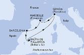 Marseille,Barcelona,Palma de Mallorca,Genoa,Marseille