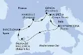 Genoa,La Spezia,Civitavecchia,Palma de Mallorca,Barcelona,Marseille,Genoa