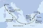 Kusadasi,Istanbul,Istanbul,Piraeus,Palermo,Civitavecchia,Genoa,Kusadasi