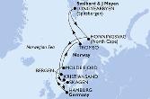 Hamburg,Molde Fjord,Tromso,Longyearbyen,Honningsvag,Bergen,Kristiansand,Skagen,Hamburg