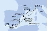 Barcelona,Palma de Mallorca,Genoa,Marseille,Malaga,Cadiz,Ceuta,Alicante