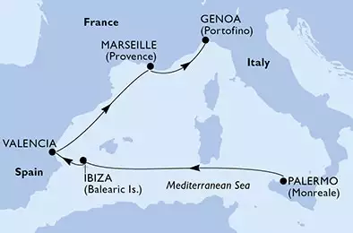 Palermo,Ibiza,Valencia,Marseille,Genoa