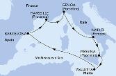 Naples,Messina,Valletta,Barcelona,Marseille,Genoa,Naples