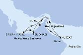 Dubai,Al Fujayrah,Muscat,Abu Dhabi,Sir Bani Yas,Dubai