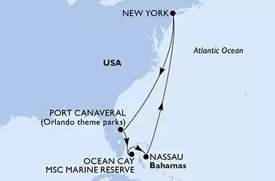 New York,Port Canaveral,Ocean Cay,Nassau,New York