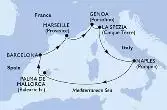 Marseille,Genoa,La Spezia,Naples,Palma de Mallorca,Barcelona,Marseille