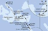 Trieste,Katakolon,Heraklion,Rhodes,Suez Canal North,Suez Canal South,Sokhna Port,Safaga,Aqaba,Salalah,Port Louis,La Possession,Durban